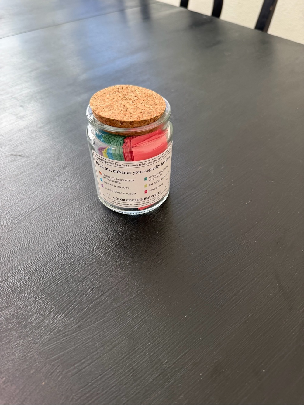 Cork-Lid Glass Storage Jar with Colorful Contents - White, Green, Pink